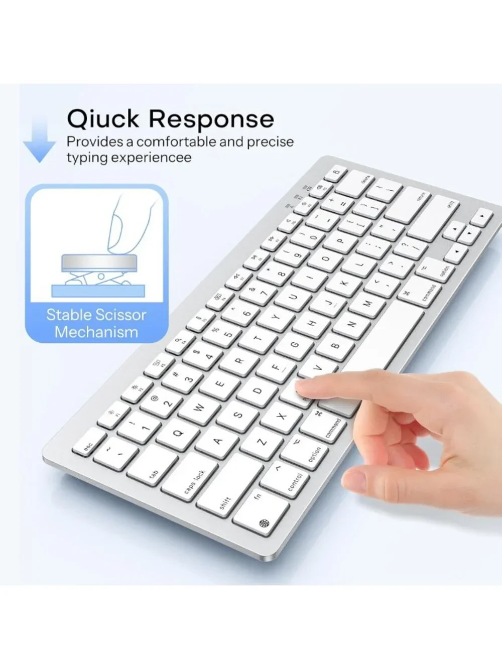 Wireless Bluetooth Keyboard for Mac, USB-C Rechargeable, Slim Design, Portable